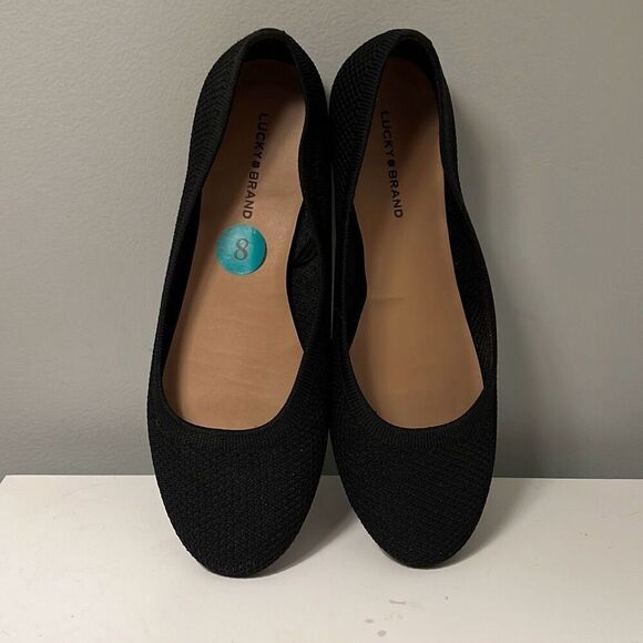 Lucky Brand Women's Black Solid Knit Slip On Round Toe Ballet Flats - Picture 1 of 9